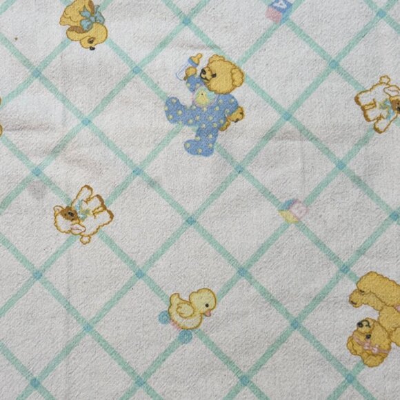 VTG Beacon Baby Receiving Blanket Duck Teddy Bear Blocks Print Pink Blue Green - Picture 1 of 5